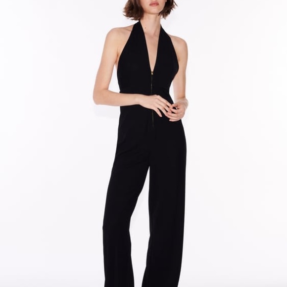NWT - ZIP-UP HALTER BLACK JUMPSUIT, L - Picture 1 of 1